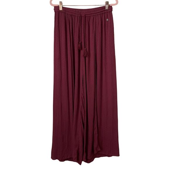 Roxy Pants Womens XS Burgundy Red Gauze Knit Tulip Beach Coastal Boho Hippie - Picture 1 of 12